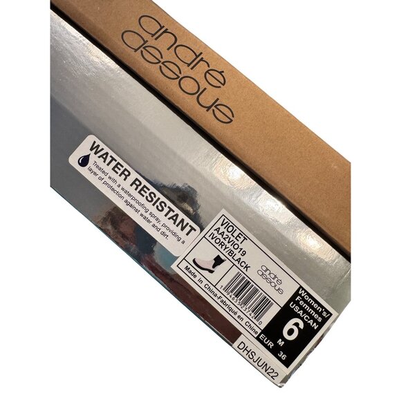 Andre Assous Violet Ivory/Black Size 6 M Women's Water Resistant Boot NWB - Picture 3 of 16